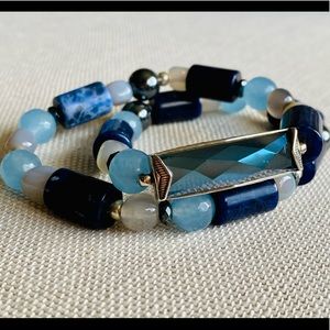 Silpada stretch double wrap blue stone bracelet